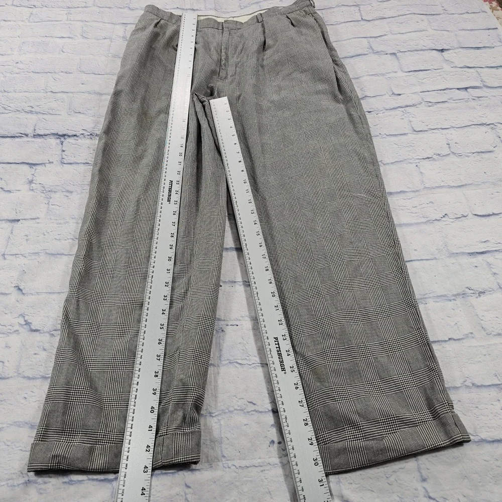 Polo Golf US OPEN 2000 Trousers Men 35x31 Gray Glen Plaid Pleated Cuff Pants VTG
